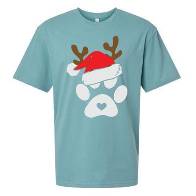 Funny Christmas Paws Santa Hat Horn Dog Xmas Sueded Cloud Jersey T-Shirt