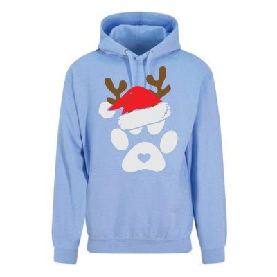 Funny Christmas Paws Santa Hat Horn Dog Xmas Unisex Surf Hoodie