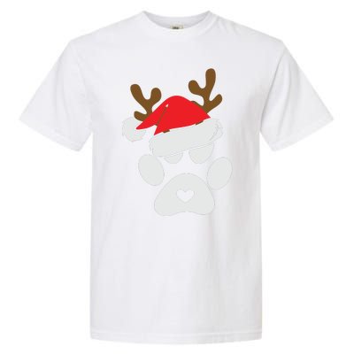 Funny Christmas Paws Santa Hat Horn Dog Xmas Garment-Dyed Heavyweight T-Shirt