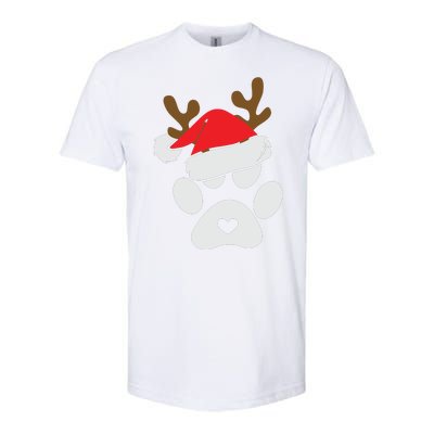 Funny Christmas Paws Santa Hat Horn Dog Xmas Softstyle CVC T-Shirt