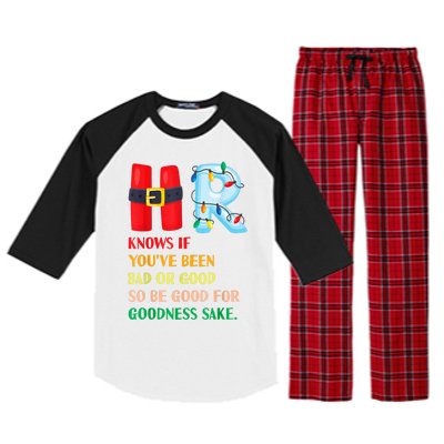 Funny Christmas Party Hr Knows If YouVe Been Bad Or Good Raglan Sleeve Pajama Set