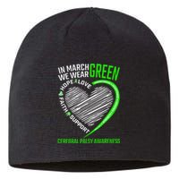 funny Cerebral Palsy awareness green ribbon Sustainable Beanie