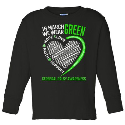 funny Cerebral Palsy awareness green ribbon Toddler Long Sleeve Shirt