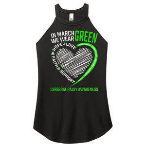 funny Cerebral Palsy awareness green ribbon Women's Perfect Tri Rocker Tank