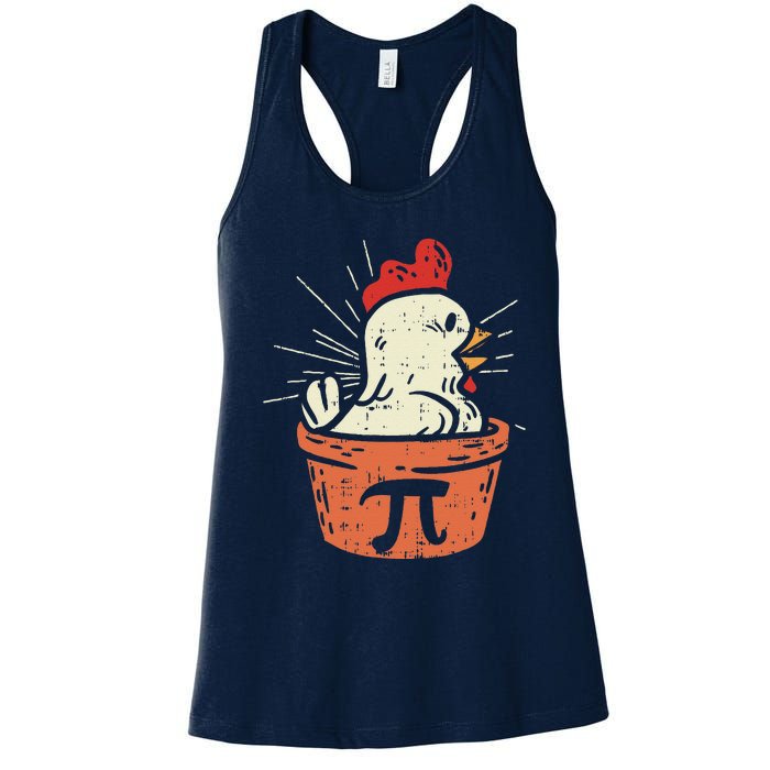 Funny Chicken Pot Pi Day Pie Math Lover Geek Gift 3.14 Women's Racerback Tank