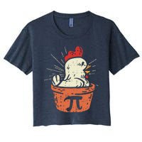 Funny Chicken Pot Pi Day Pie Math Lover Geek Gift 3.14 Women's Crop Top Tee