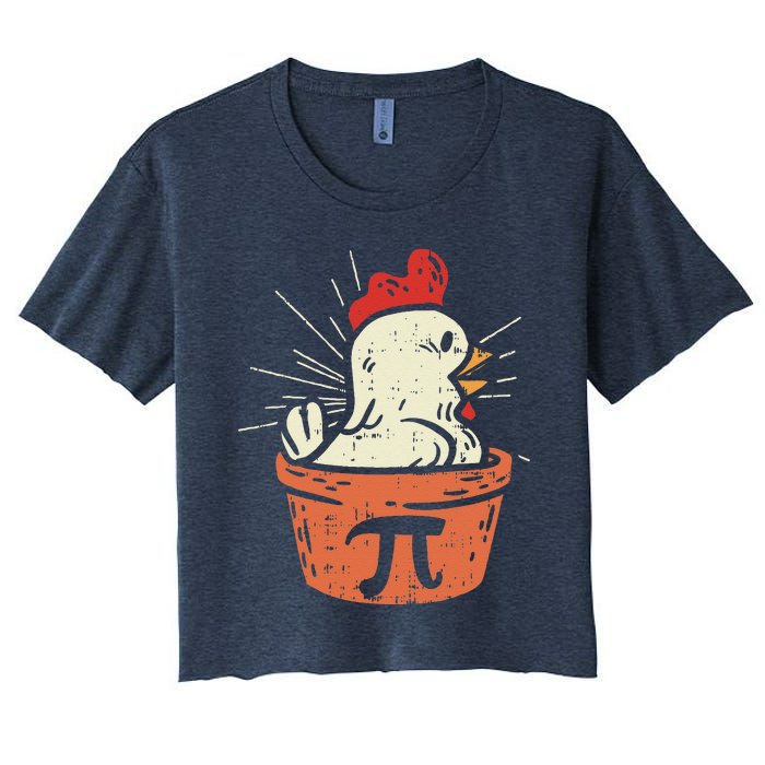 Funny Chicken Pot Pi Day Pie Math Lover Geek Gift 3.14 Women's Crop Top Tee