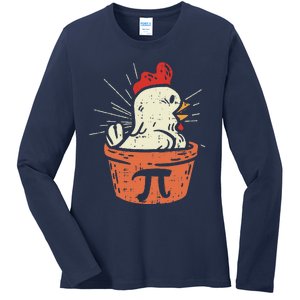 Funny Chicken Pot Pi Day Pie Math Lover Geek Gift 3.14 Ladies Long Sleeve Shirt