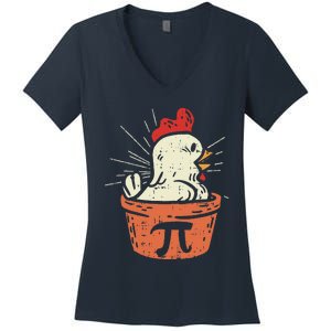 Funny Chicken Pot Pi Day Pie Math Lover Geek Gift 3.14 Women's V-Neck T-Shirt