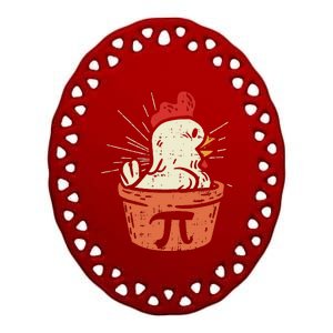 Funny Chicken Pot Pi Day Pie Math Lover Geek Gift 3.14 Ceramic Oval Ornament