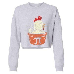 Funny Chicken Pot Pi Day Pie Math Lover Geek Gift 3.14 Cropped Pullover Crew