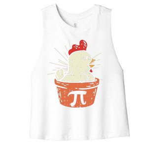 Funny Chicken Pot Pi Day Pie Math Lover Geek Gift 3.14 Women's Racerback Cropped Tank