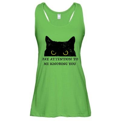 Funny Cat Pay Attention To Me Ignoring You Sarcastic Cat Mom Ladies Essential Flowy Tank