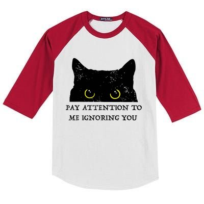 Funny Cat Pay Attention To Me Ignoring You Sarcastic Cat Mom Kids Colorblock Raglan Jersey