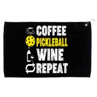 Funny Coffee Pickleball Wine Repeat Vintage Retro Grommeted Golf Towel