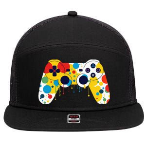 Funny Colourful Polka Dot International Dot Day Video Game 7 Panel Mesh Trucker Snapback Hat