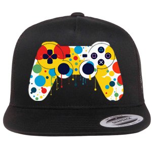 Funny Colourful Polka Dot International Dot Day Video Game Flat Bill Trucker Hat