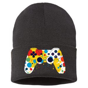 Funny Colourful Polka Dot International Dot Day Video Game Sustainable Knit Beanie