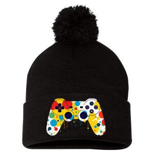 Funny Colourful Polka Dot International Dot Day Video Game Pom Pom 12in Knit Beanie