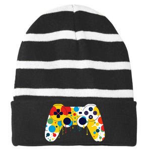 Funny Colourful Polka Dot International Dot Day Video Game Striped Beanie with Solid Band