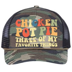 Funny Chicken Pot Pie Three Of My Favorite Things Pot Pie Retro Rope Trucker Hat Cap