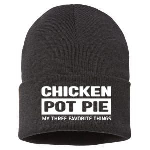 Funny Chicken Pot Pie My Three Favorite Things Sustainable Knit Beanie