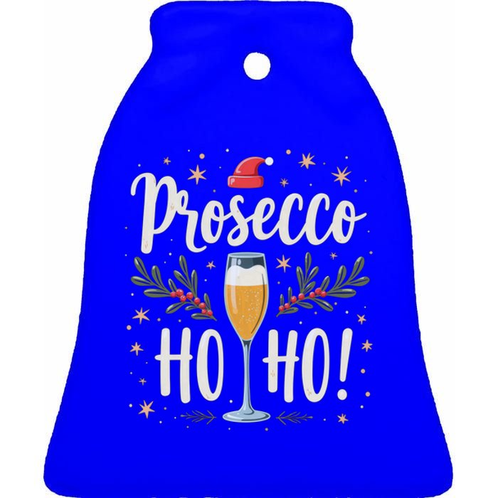 Festive Cheer: Prosecco Ho Ho! Cool Gift Ceramic Bell Ornament