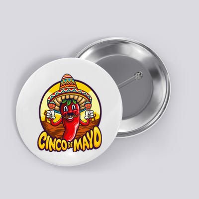 Funny chili playing maracas Mexican Fiesta 5 De Mayo Button