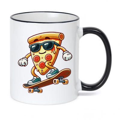 Funny Cheesy Pizza Sunglass Slice Skateboard 11oz Black Color Changing Mug