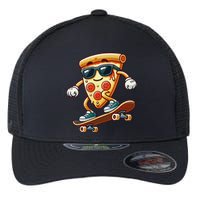 Funny Cheesy Pizza Sunglass Slice Skateboard Flexfit Unipanel Trucker Cap