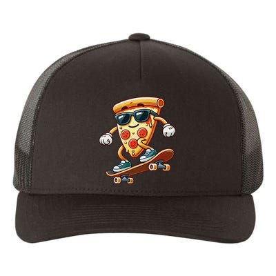 Funny Cheesy Pizza Sunglass Slice Skateboard Yupoong Adult 5-Panel Trucker Hat