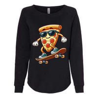 Funny Cheesy Pizza Sunglass Slice Skateboard Womens California Wash Sweatshirt