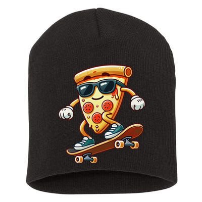 Funny Cheesy Pizza Sunglass Slice Skateboard Short Acrylic Beanie