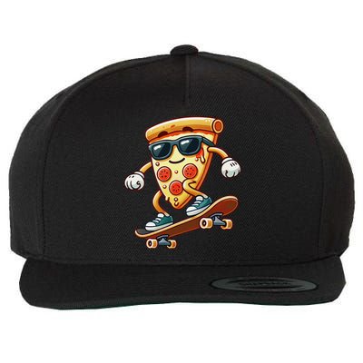 Funny Cheesy Pizza Sunglass Slice Skateboard Wool Snapback Cap