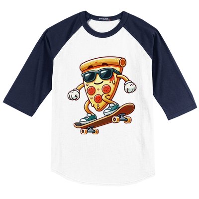 Funny Cheesy Pizza Sunglass Slice Skateboard Baseball Sleeve Shirt