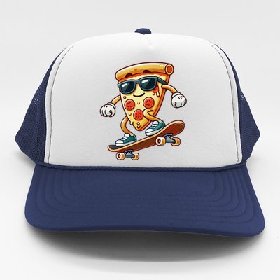 Funny Cheesy Pizza Sunglass Slice Skateboard Trucker Hat