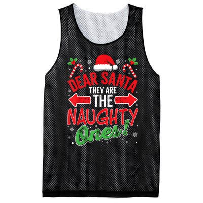 Funny Christmas Pajamas Dear Santa They Are The Naughty Ones Mesh Reversible Basketball Jersey Tank