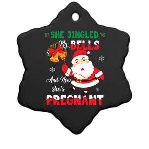 Funny Christmas Pregnancy Announcement New Dad Mom Ceramic Star Ornament