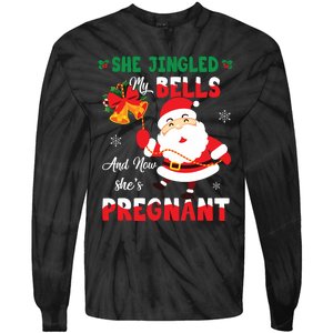 Funny Christmas Pregnancy Announcement New Dad Mom Tie-Dye Long Sleeve Shirt