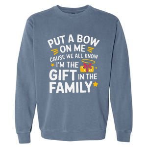 Funny Christmas Put A Bow On Me Christmas Garment-Dyed Sweatshirt