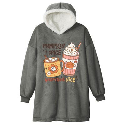 Fall coffee pumpkin spice latte iced warm cozy autumn orange Hooded Wearable Blanket