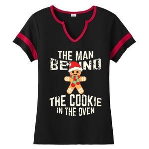 Funny Christmas Pregnancy Shirts Man Behind Cookie Dad To Be Ladies Halftime Notch Neck Tee