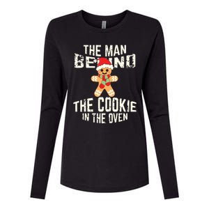 Funny Christmas Pregnancy Shirts Man Behind Cookie Dad To Be Womens Cotton Relaxed Long Sleeve T-Shirt