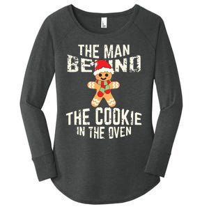 Funny Christmas Pregnancy Shirts Man Behind Cookie Dad To Be Women's Perfect Tri Tunic Long Sleeve Shirt