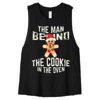 Funny Christmas Pregnancy Shirts Man Behind Cookie Dad To Be Women's Racerback Cropped Tank