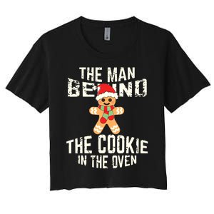 Funny Christmas Pregnancy Shirts Man Behind Cookie Dad To Be Women's Crop Top Tee