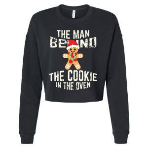 Funny Christmas Pregnancy Shirts Man Behind Cookie Dad To Be Cropped Pullover Crew