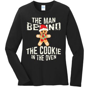 Funny Christmas Pregnancy Shirts Man Behind Cookie Dad To Be Ladies Long Sleeve Shirt