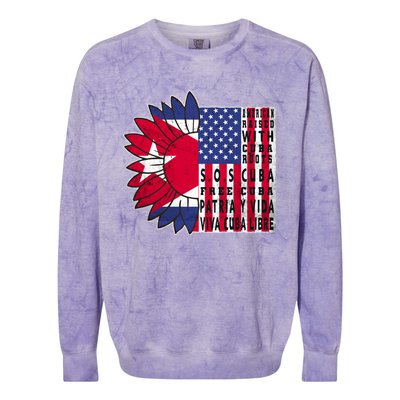 Free Cuba Patria Gift America Cuba Flag Sunflower Gift Sos Cuba Meaningful Gift Colorblast Crewneck Sweatshirt