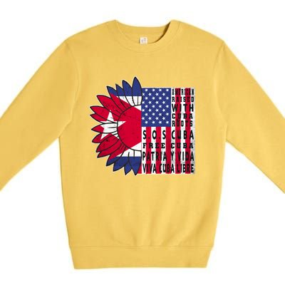 Free Cuba Patria Gift America Cuba Flag Sunflower Gift Sos Cuba Meaningful Gift Premium Crewneck Sweatshirt